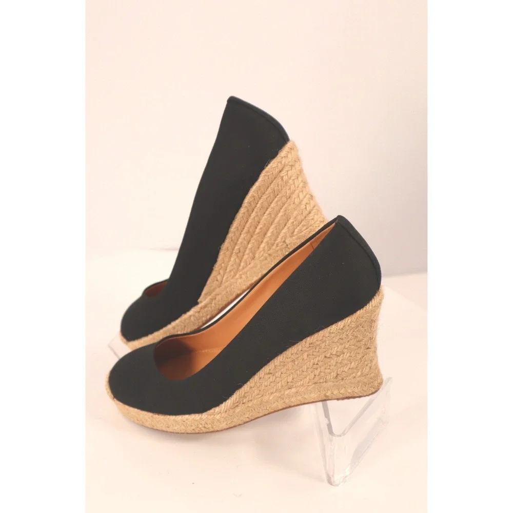 J‎ Crew Women's Canvas espadrille Wedge Black- Size 7.5